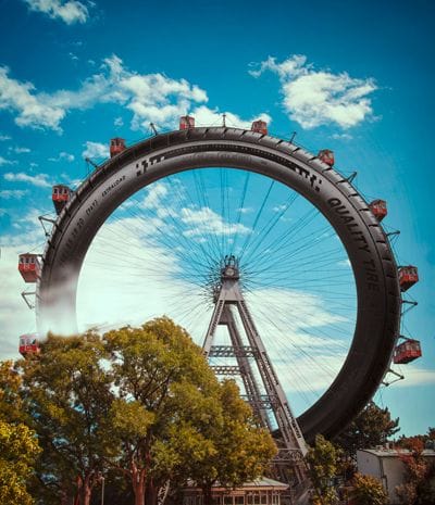 Plankenauer-Gruß aus Wien mit Blick auf das Wiener Riesenrad im Hintergrund.