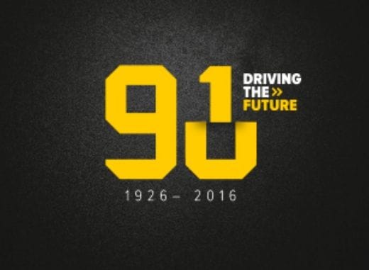 Grafik oder Symbolbild mit der Aufschrift ‚Driving the Future‘ – Innovationsslogan.